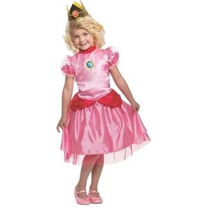 Princess Peach Toddler Costume M 3T 4T Super Mario Dress‎ Crown Halloween